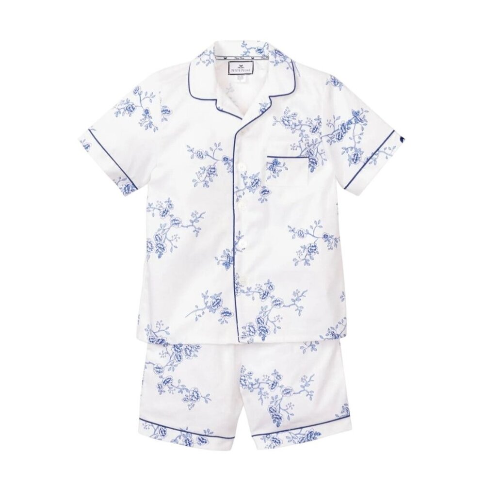 Petite Plume Girls Indigo Floral Classic Short Set - Size 14